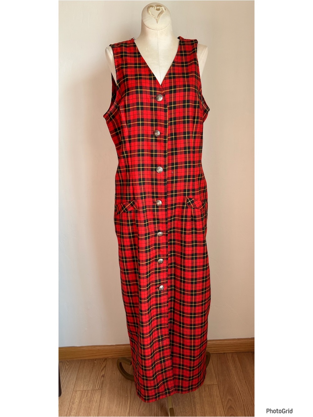 All That Jazz 90s Plaid Button Down Sleeveless Dress